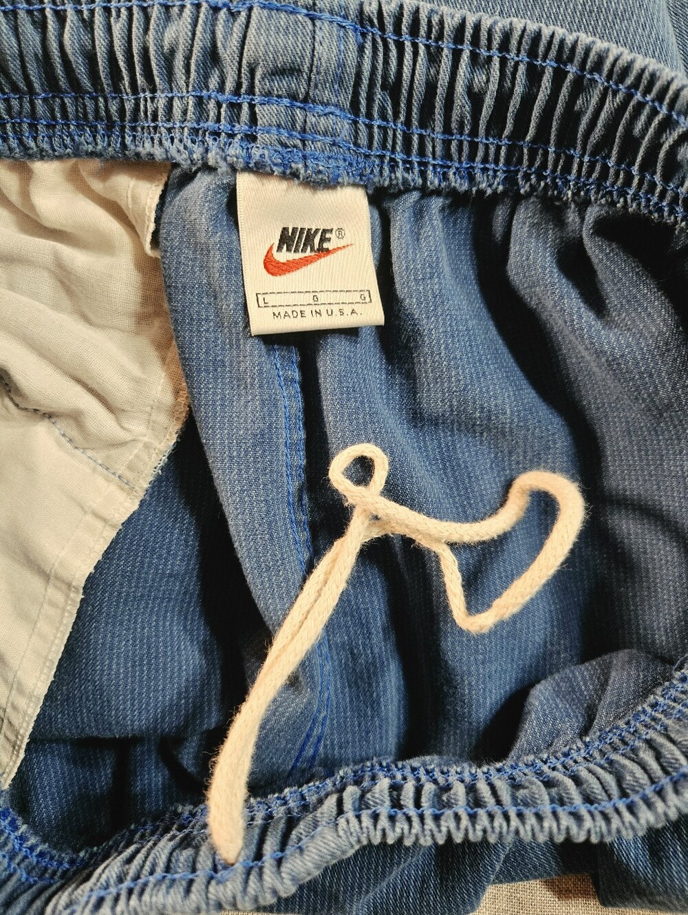 VTG 90s Nike White Tag Corduroy Shorts Mens L Blue Embroidered Swoosh USA Made - Picture 3 of 7